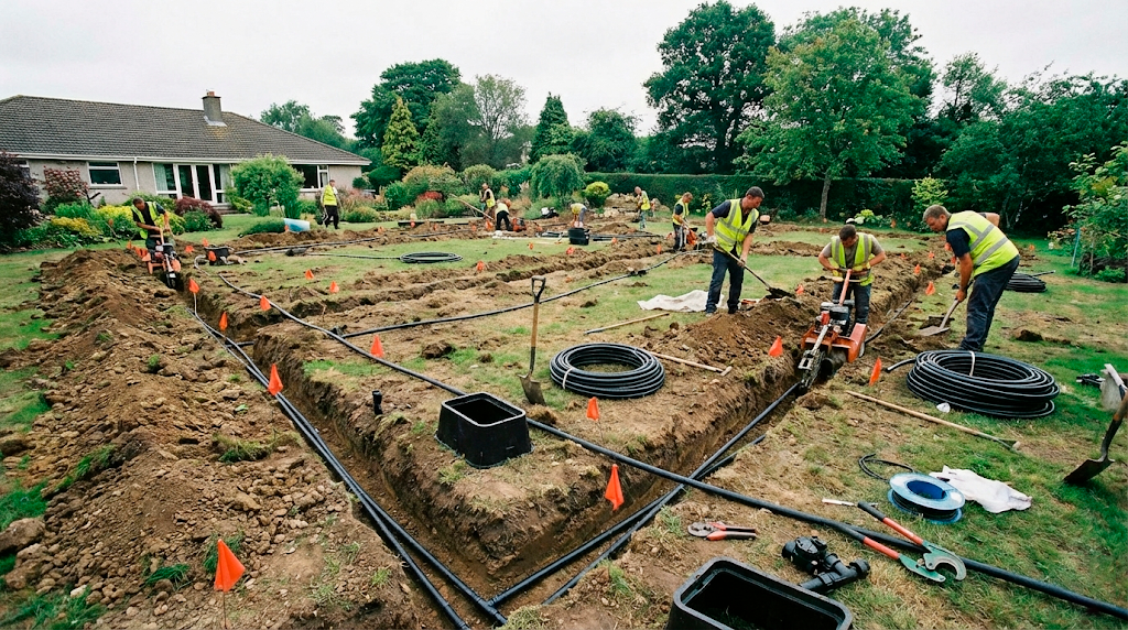 Монтаж труб та електромагнітних клапанів у траншеї